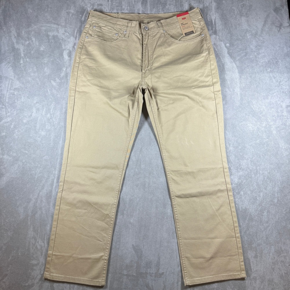 NWT Levis 514 Straight Stretch Khaki Tan Pants Mens 36x29